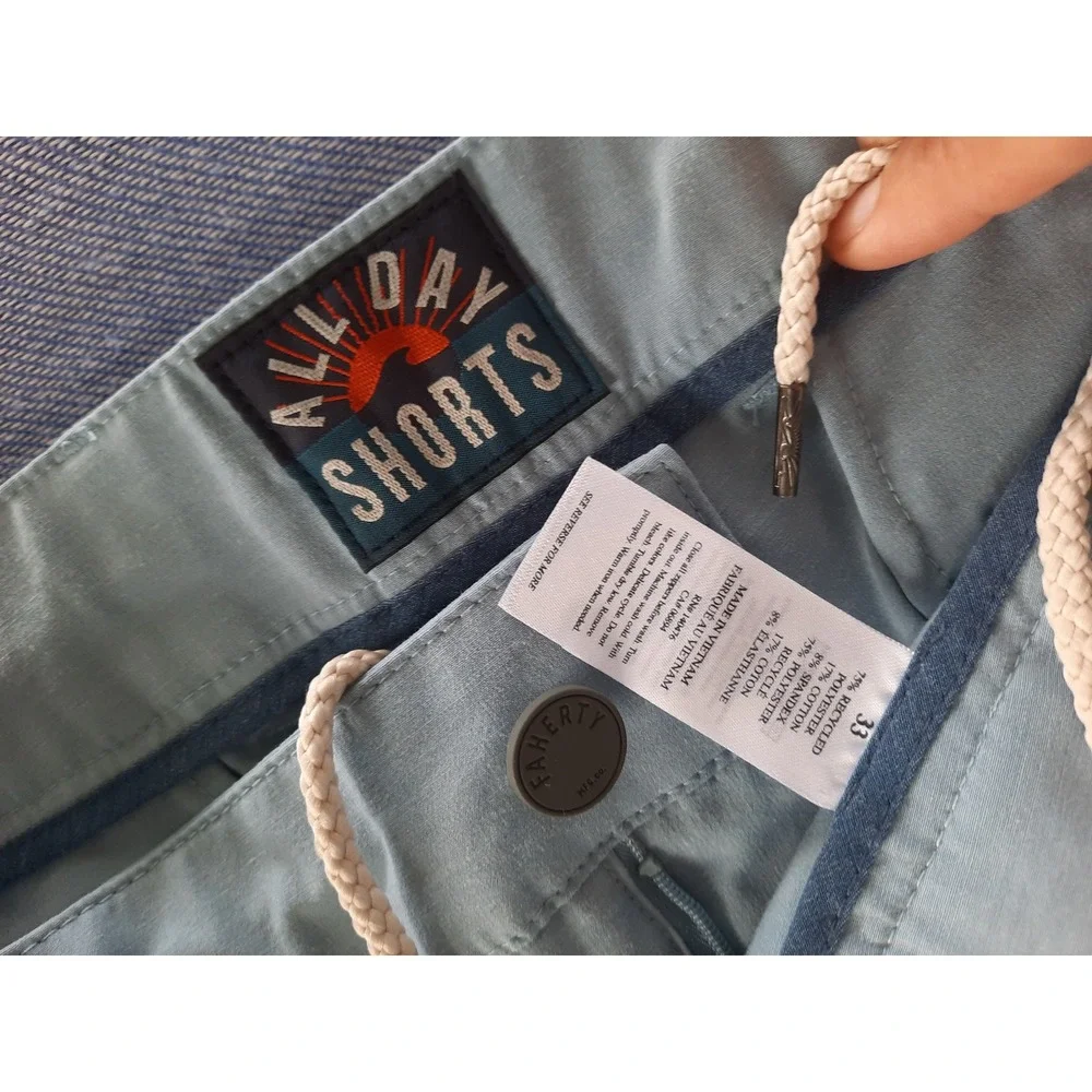 Faherty All Day Shorts Mens 33 Light Blue Grey Recycled Stretch Hybrid Chino 9in